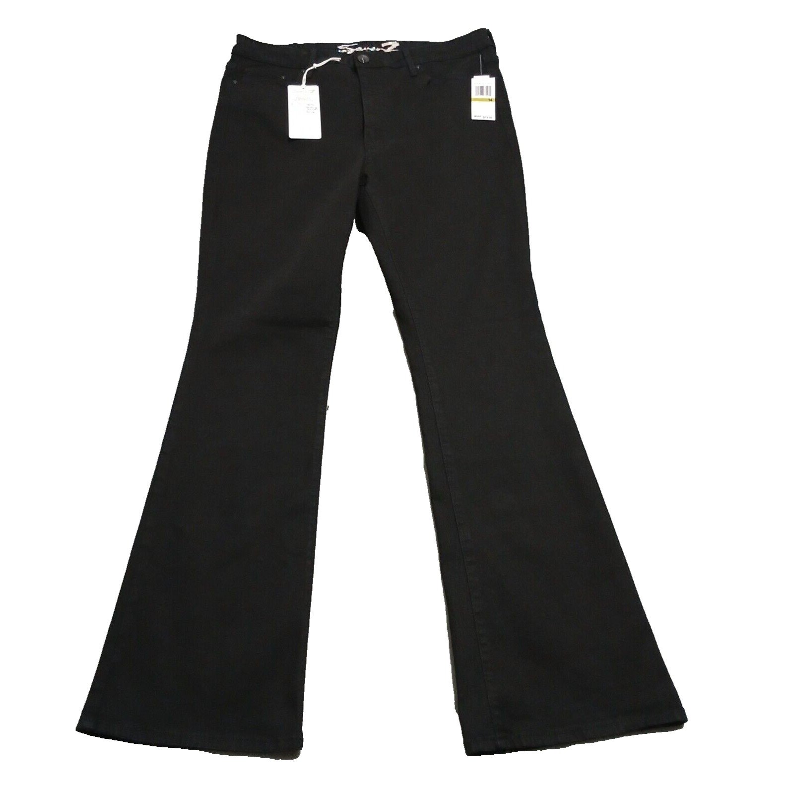 Seven 7 Felicity High Rise Slim Flare Black Jeans Denim Womens Size 14 NEW