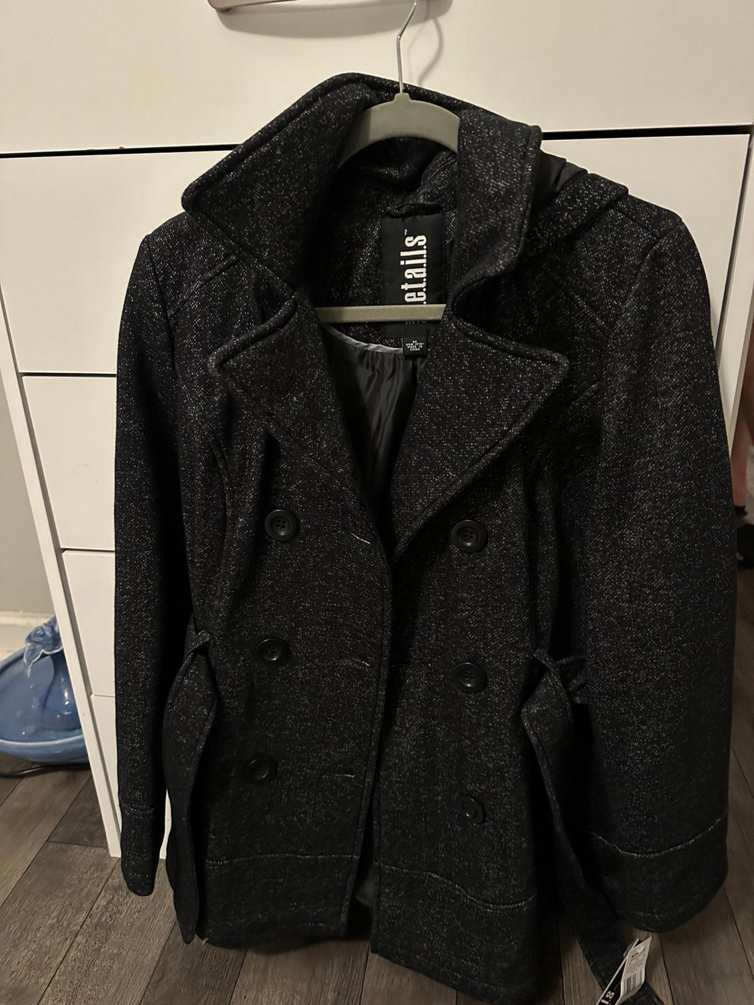 Details Women’s Heathered Black & Grey Coat