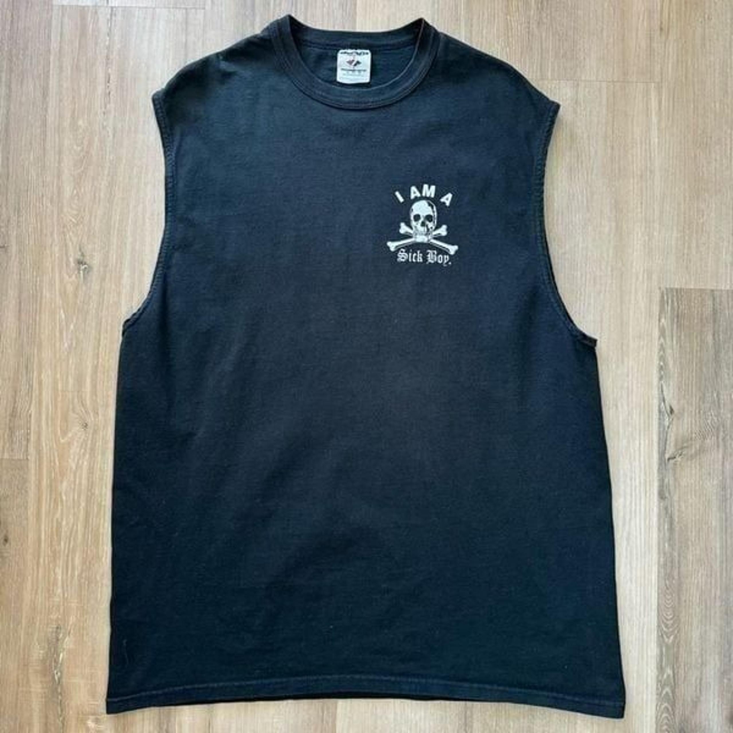 Y2K Sick Boy Motorcycles XL Graphic Tank Top Black Skull Crossbones Bikercore