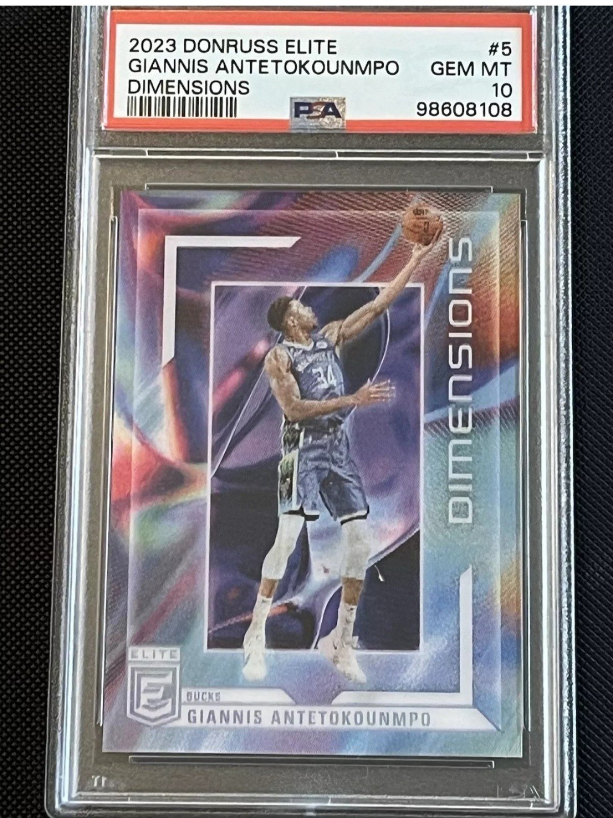 GIANNIS ANTETOKOUNMPO 2023-24 Donruss Elite Dimensions PSA 10 Pop 3 Case Hit SP