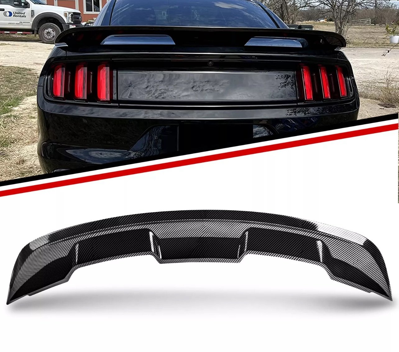 For 2015-2024 Ford Mustang GT350 GT500 Rear Trunk Spoiler Wing Carbon Fiber Look