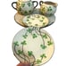 Vtg Japanese Shamrock Moriyama Lidded Sugar Bowl & Open Creamer Teacup & Saucers