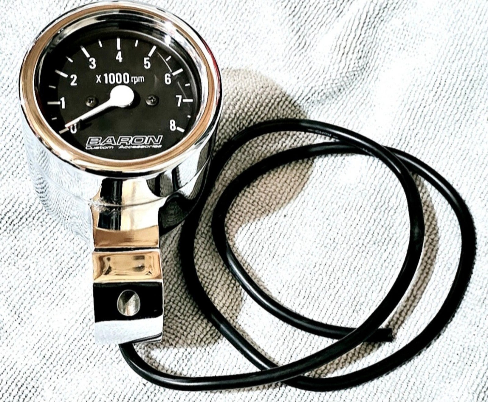 Baron Customs 3 Chrome Tachometer fits 1 & 1- 1/4 bar