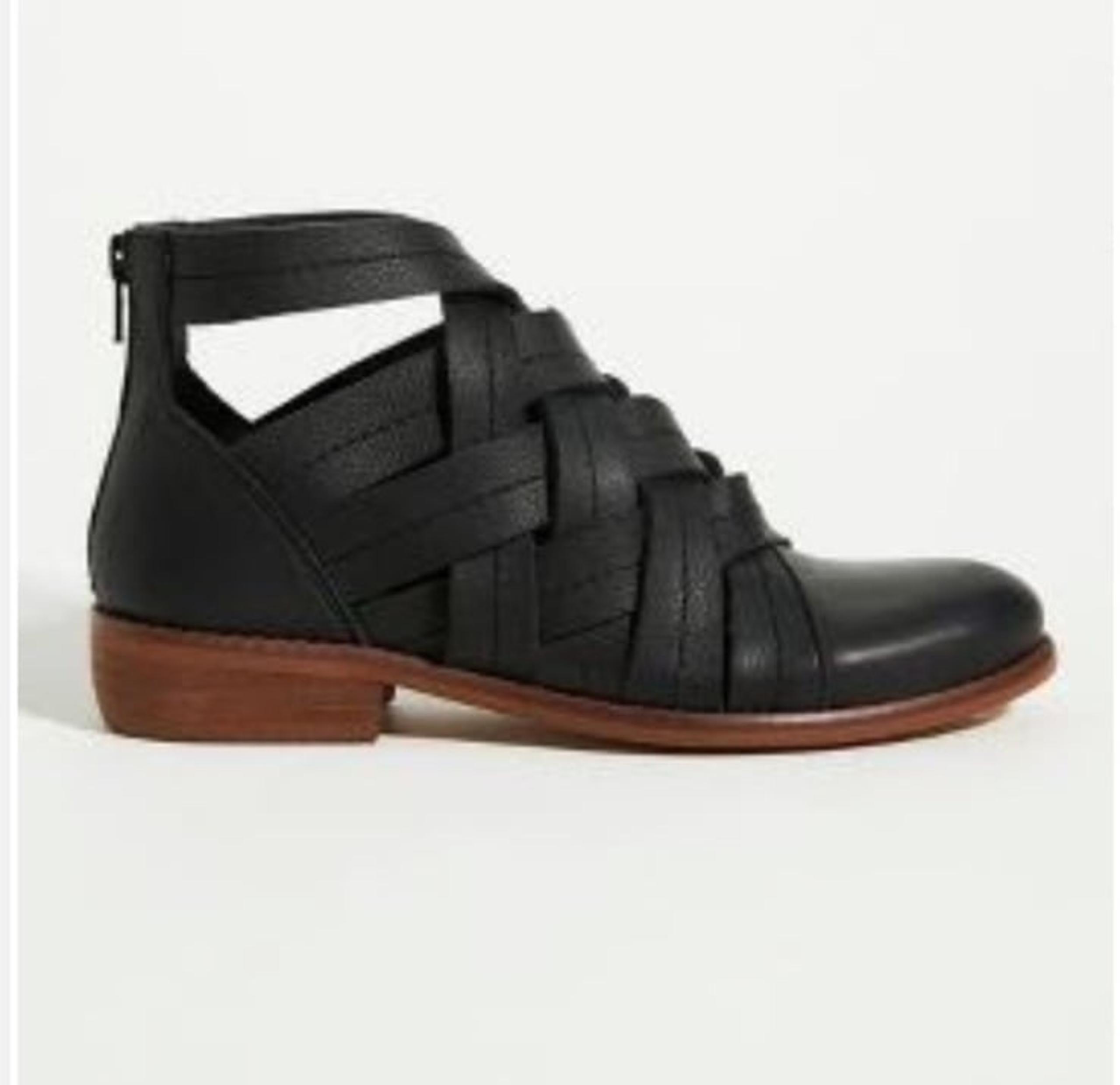 Anthropologie Woven Leather Booties ~ Cute Cutout Ankle Boots Size 9
