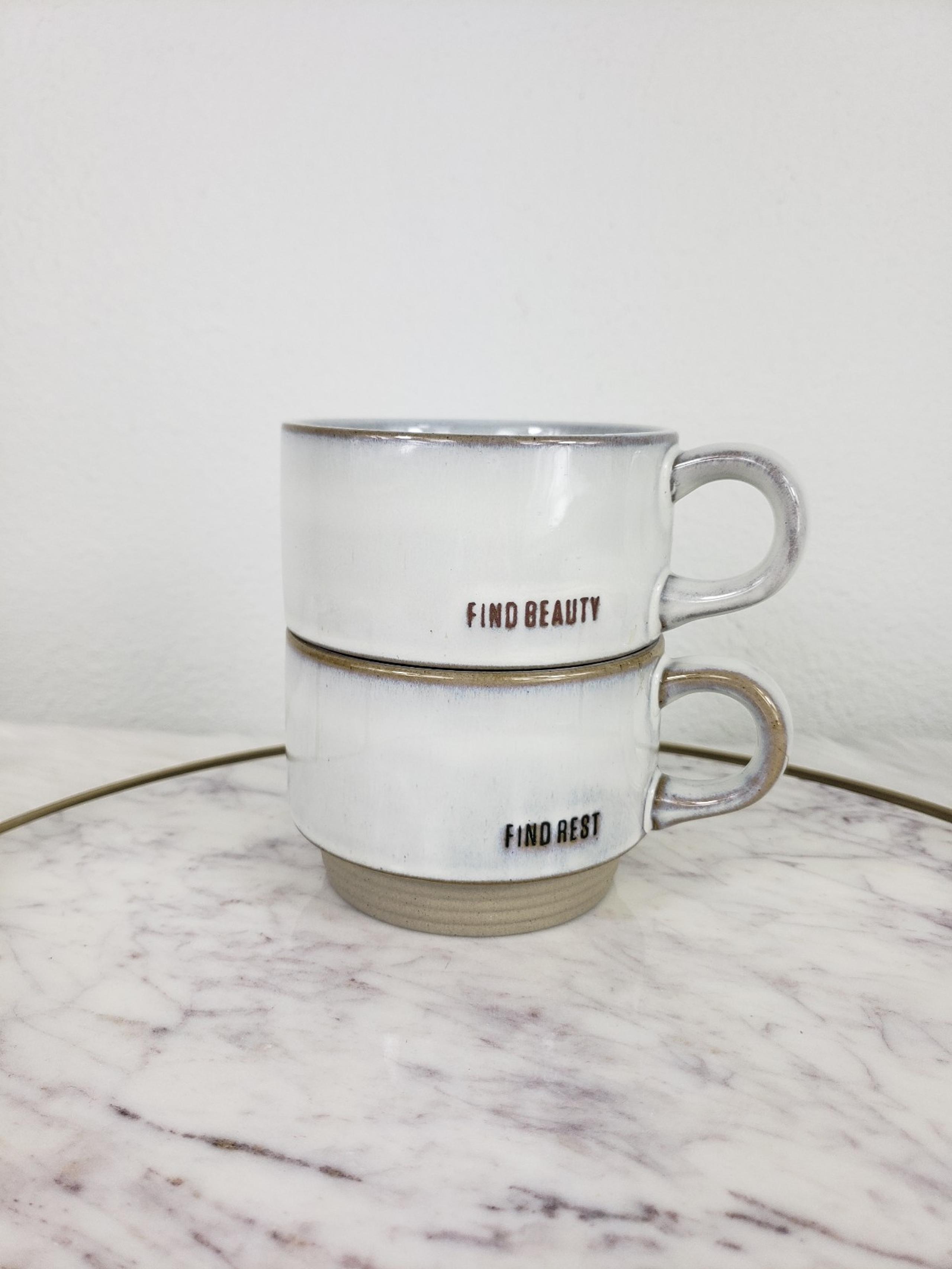 Hearth & Hand with Magnolia Find Beauty & Find Rest Stackable Stoneware Mug Set