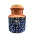 Vintage Pair Japanese Ceramic Painted Spice Jars Blue Floral Firefly Orig. Corks