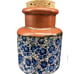 Vintage Pair Japanese Ceramic Painted Spice Jars Blue Floral Firefly Orig. Corks
