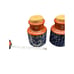 Vintage Pair Japanese Ceramic Painted Spice Jars Blue Floral Firefly Orig. Corks