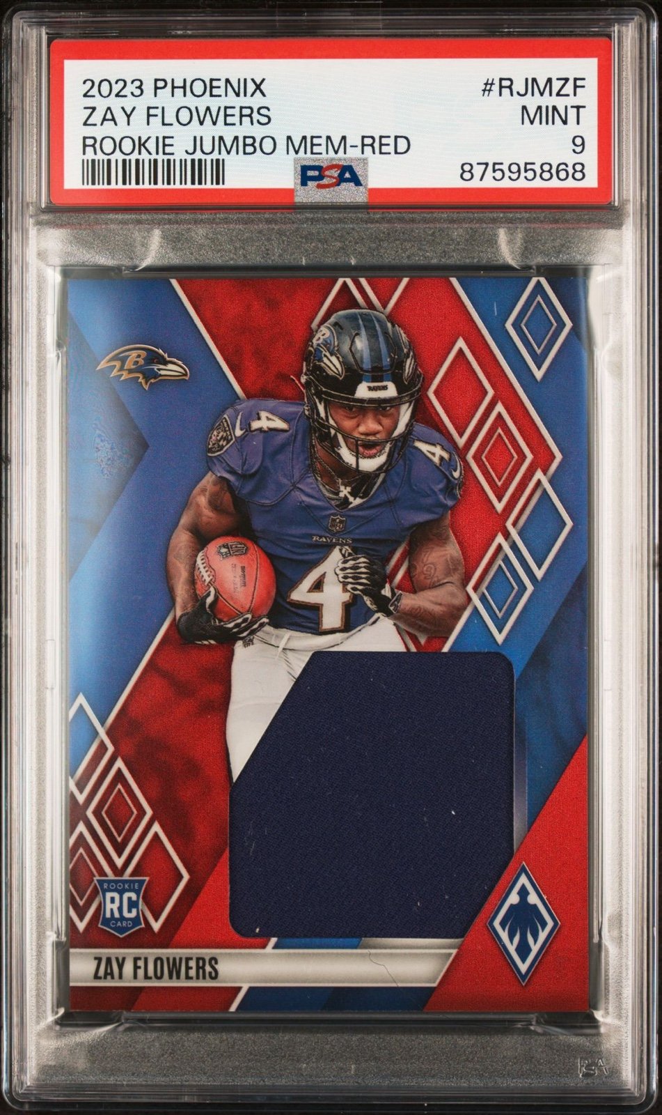 Zay Flowers Phoenix Red /125 Jumbo Patch PSA 9