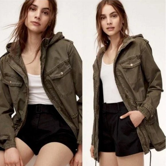 Aritzia Talula Olive Green Army Military Trooper Jacket Women's XXXS