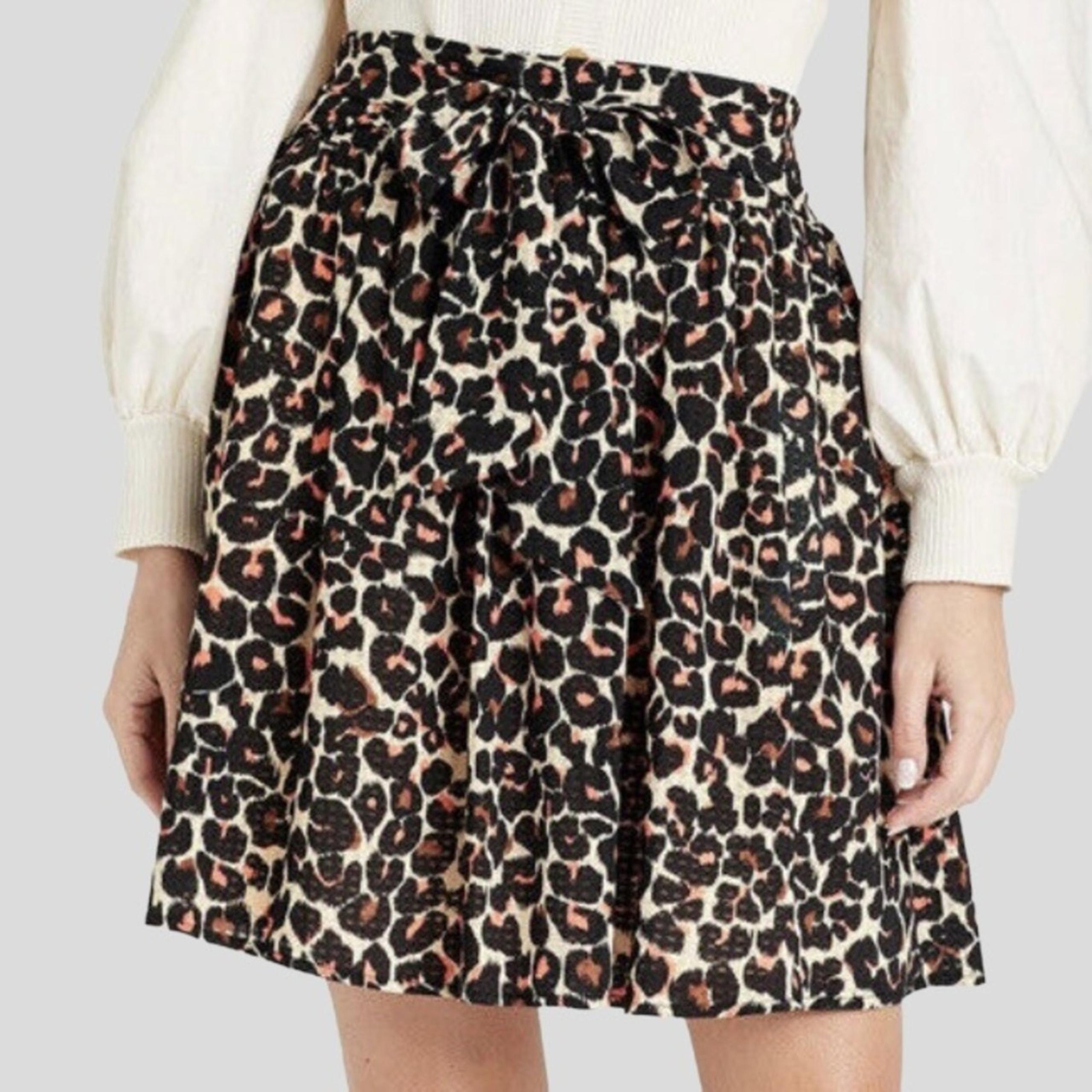 Who What Wear Womens Leopard Print Mini Skirt Tie Waist Pockets Lined Size XXL