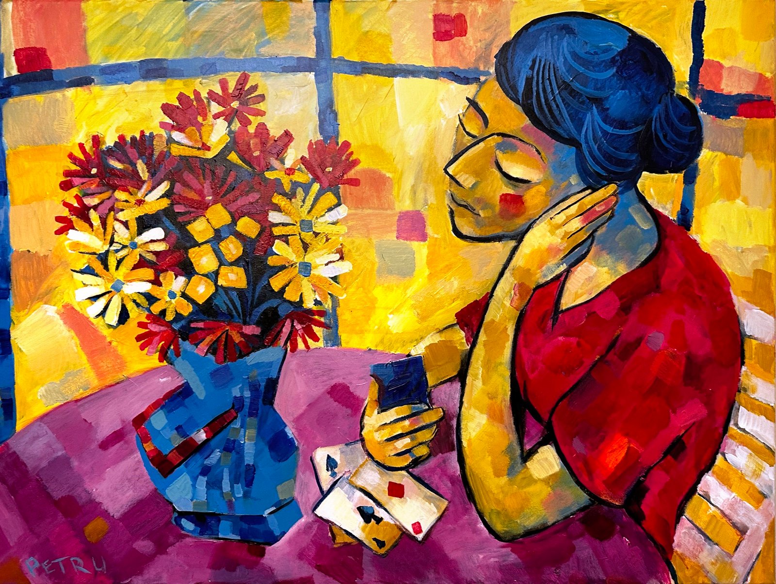 Original painting acrylic and oil on canvas