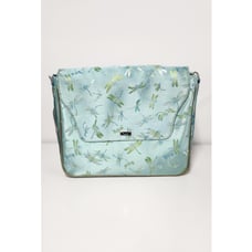 Abbi New York Teal/Blue/Green Dragonfly Print Gold Trim Satin Laptop/Briefcase