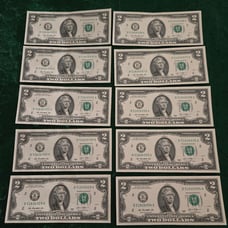 (10) 2013 2 Two Dollar Bill Notes Consecutive Series Uncirculated