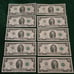 (10) 2013 2 Two Dollar Bill Notes Consecutive Series Uncirculated