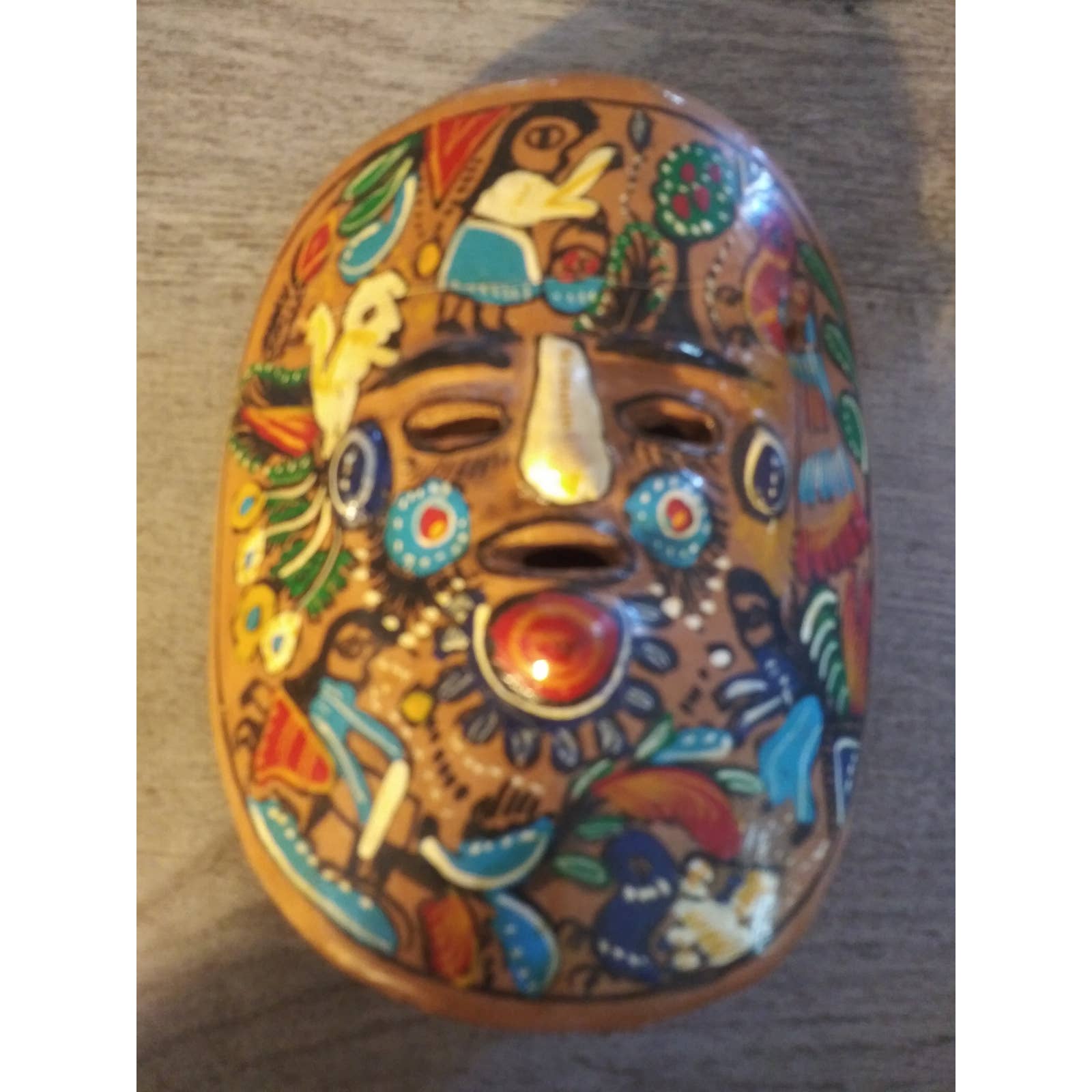 Clay Mask Festival Dance Mask Hand Painted Wall Art