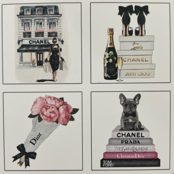 NEW Fashion Brand Set of 4 Coasters by Amanda Greenwood