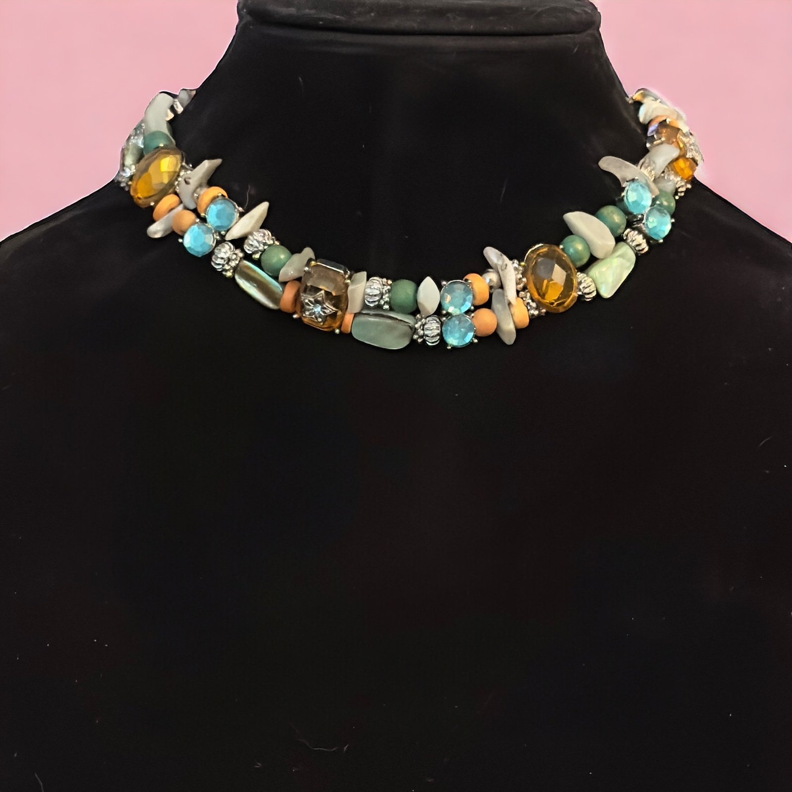 Vintage VCLM multicolor multi stone choker necklace