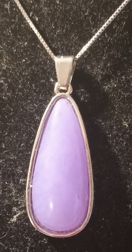 Sterling Silver 9.25 Jade charm with 18 inch tear drop design Necklace
