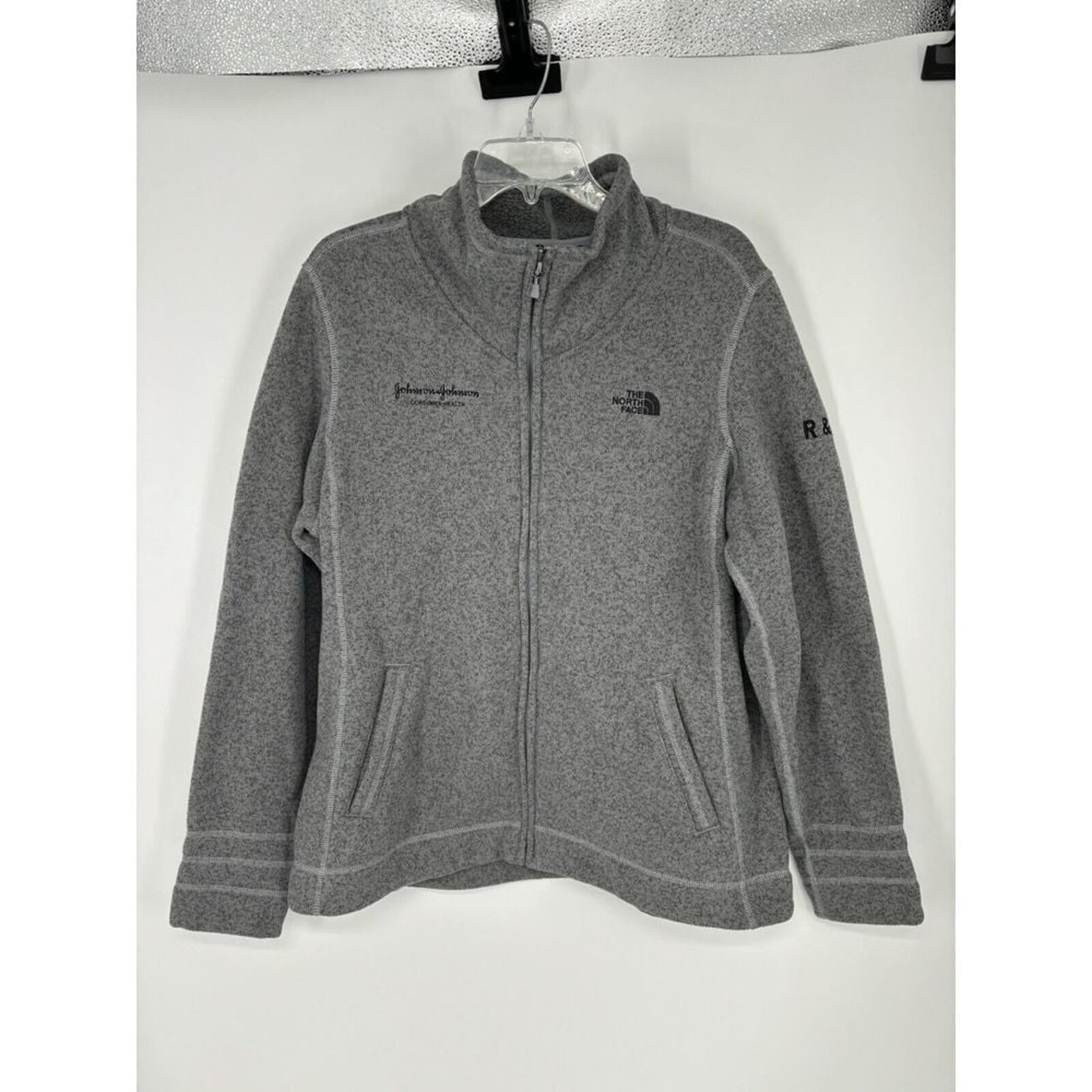 The North Face Full Zip Up Sweater Jacket Heater Grey Knit Pockets Size 2XL XXL
