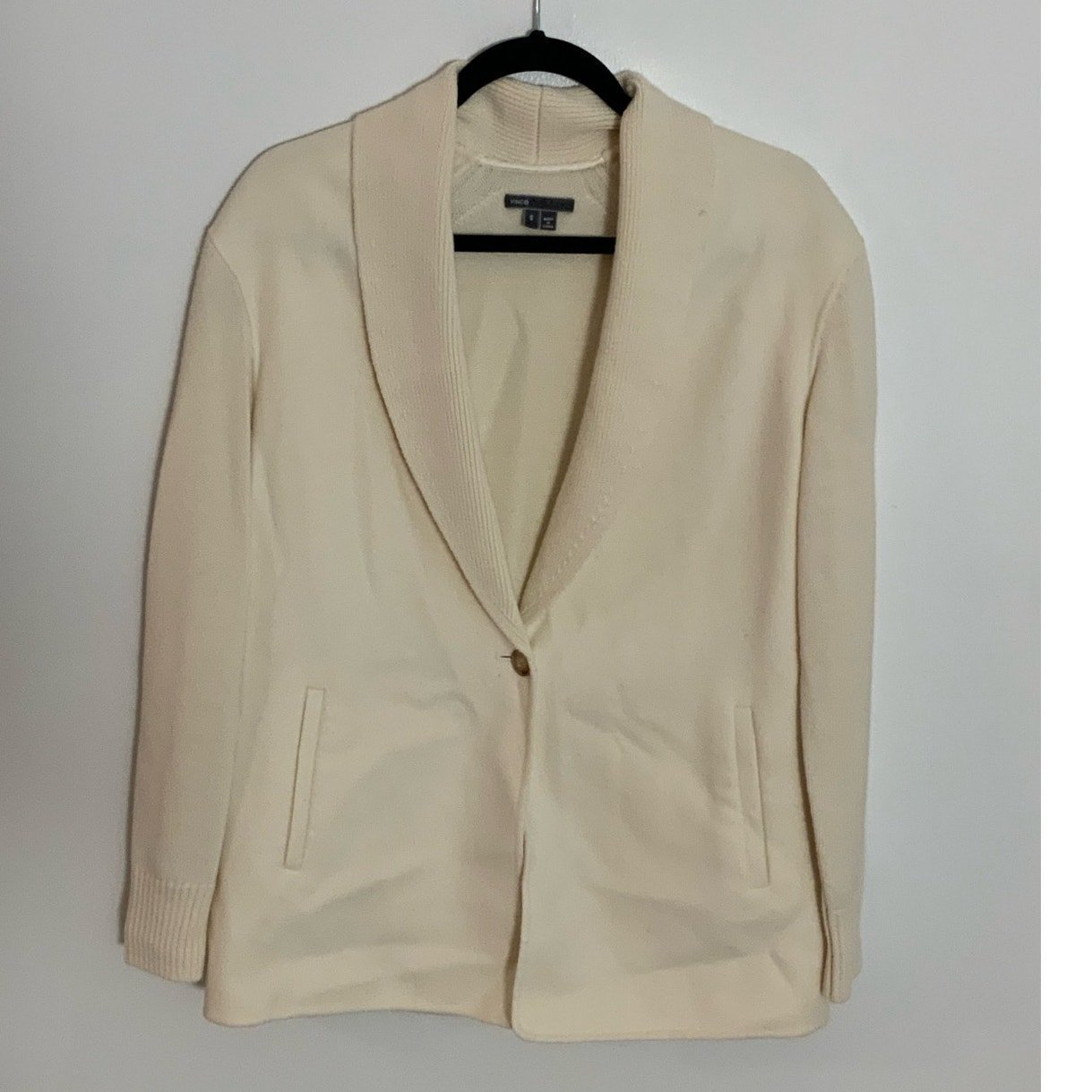 Vince Cream one button wool cardigan blazer