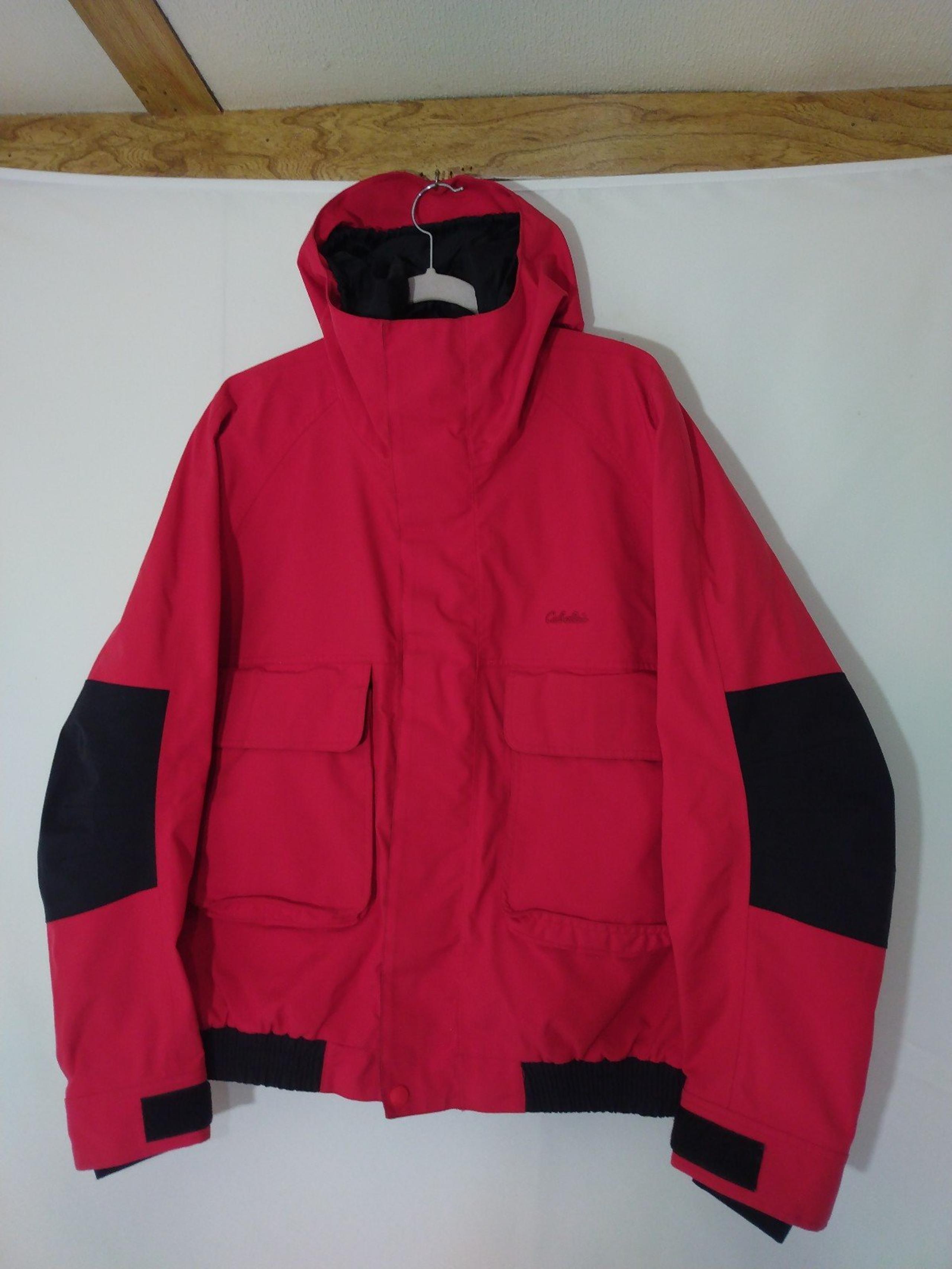 Mens Cabelas Red Goretex Waterproof Hooded Lined Jacket Sz XL
