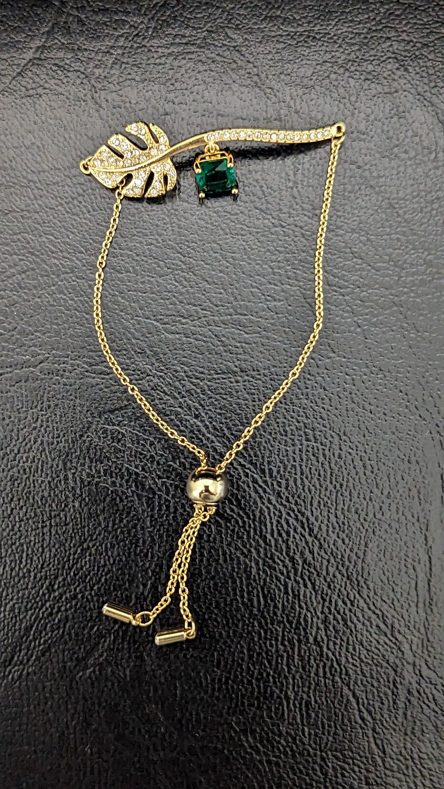 Gold Plated Silver Bracelet; Green Agate