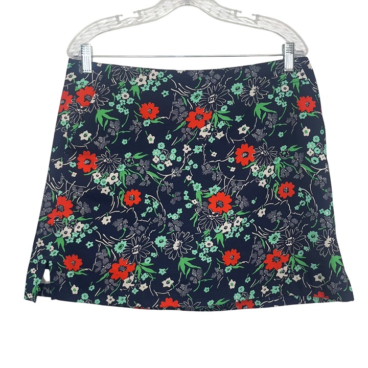 Lady Hagen Womens Athletic Skort Tennis Golf Floral Print Navy Blue Size 10