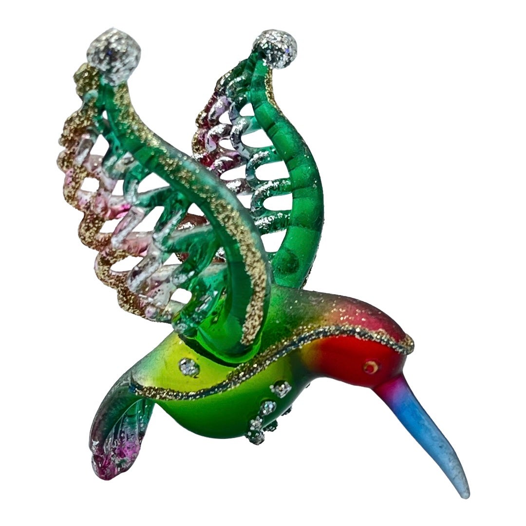 Vintage Handmade Blown Glass Hummingbird Christmas Ornament Holiday Collectible