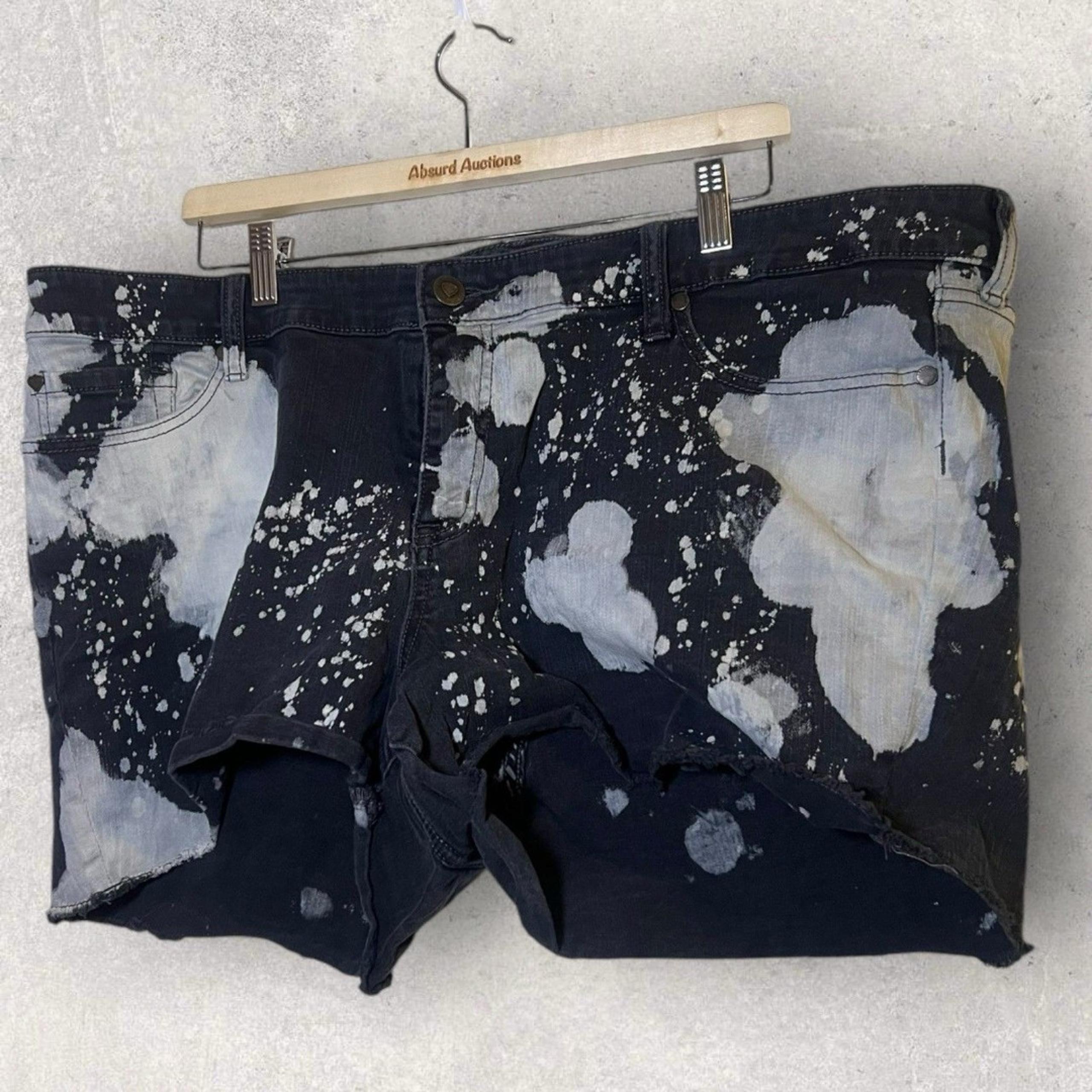 Torrid Shorts Womens Size 24 Black White Distressed Raw Hem Cut Off Denim Jean