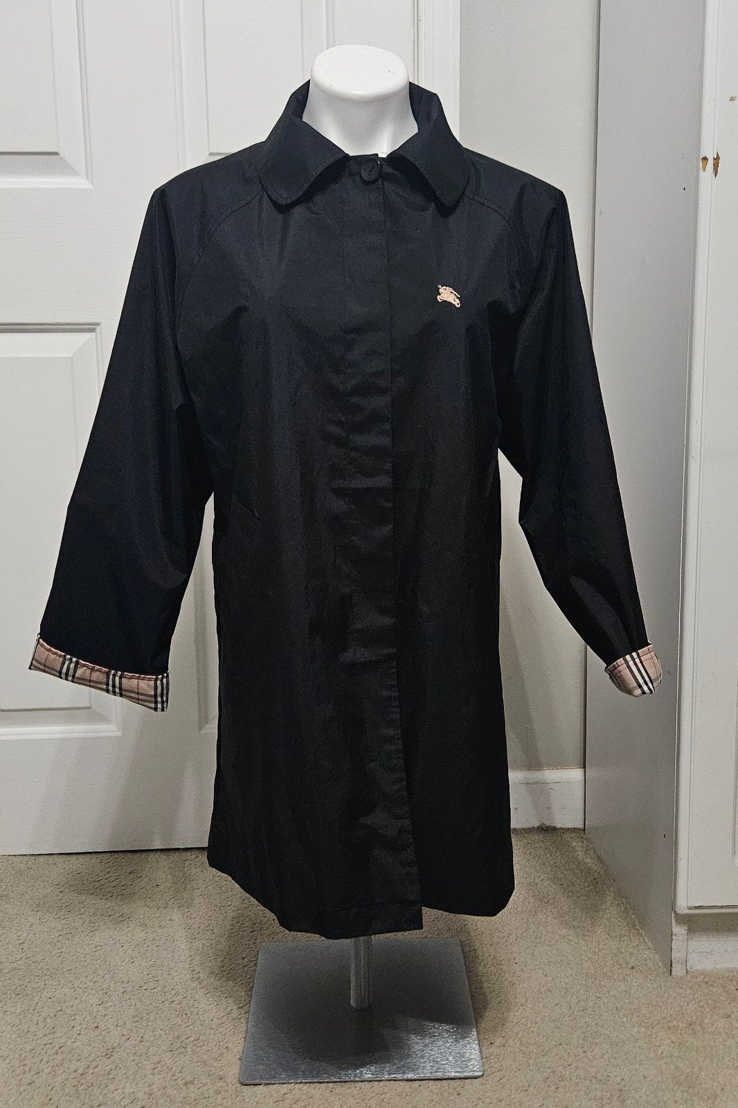 Black Tartan Plaid Mid-Length Coat