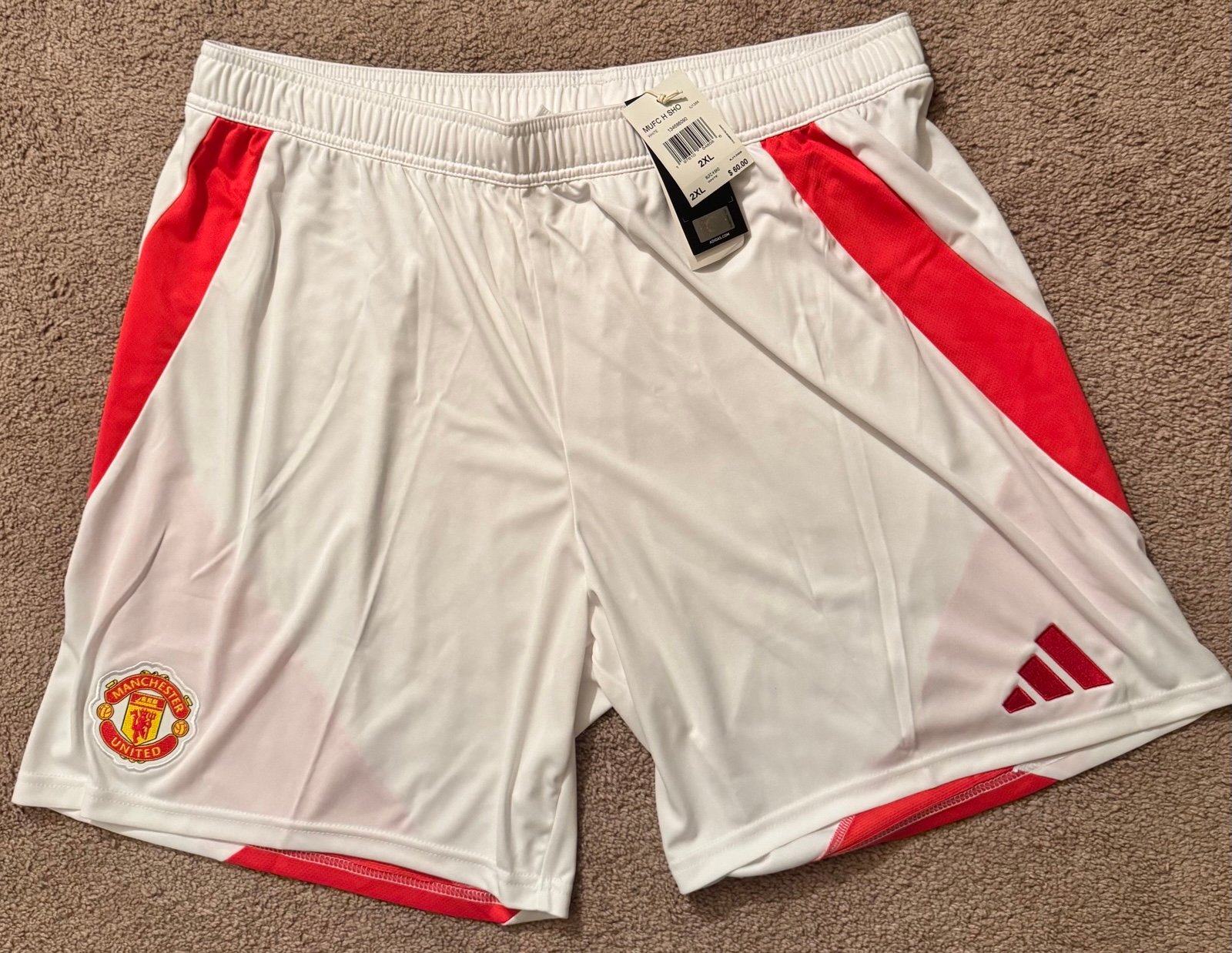 Manchester United 24/25 Adidas Home Soccer Football Shorts NWT 2XL Man Utd MUFC