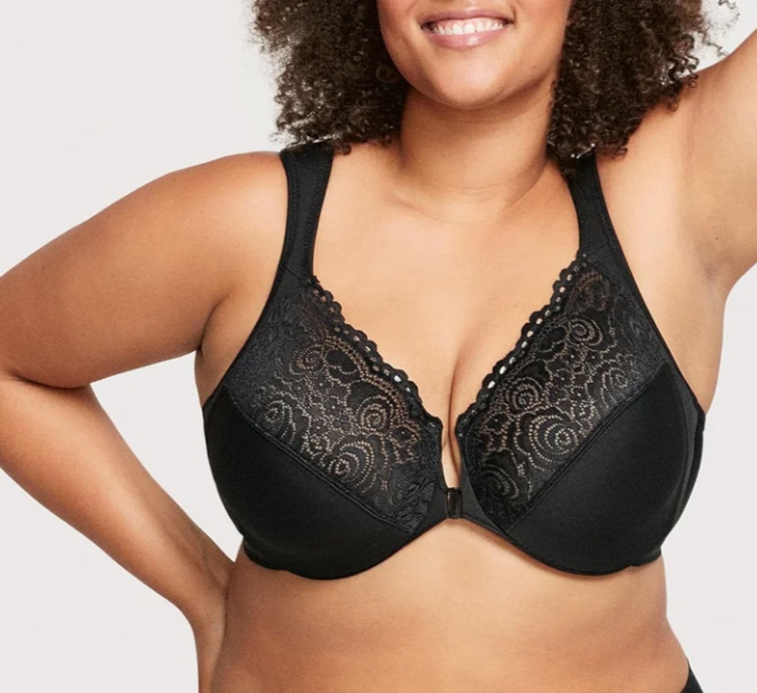 Glamorise Bra 1245 Wonderwire front close underwire black size 42C