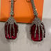 Betsey Johnson Halloween Rich Witch Green Hand Necklace and Pink Hand Earrings