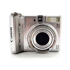 Canon PowerShot A570 IS 7.1MP Digital Camera Silver Heavy Scratched Tested Works