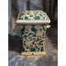 Green and Gold Asian Tapestry Porcelain Jar Incense Burner Jar 9 3/4