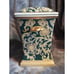 Green and Gold Asian Tapestry Porcelain Jar Incense Burner Jar 9 3/4
