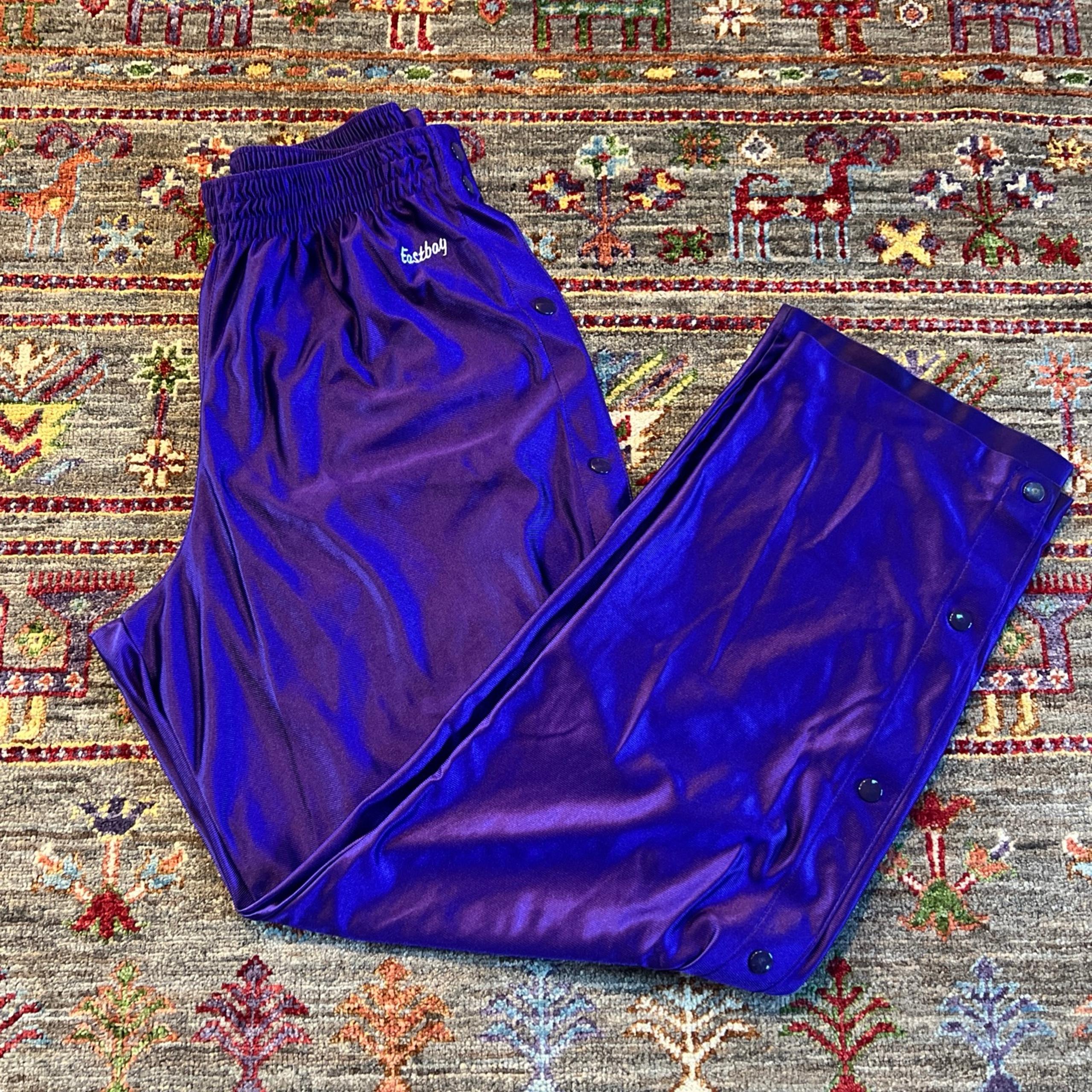 Eastbay Tear Away Pants Men Large Purple Snap Dazzle Nylon Basketball Silky Y2K