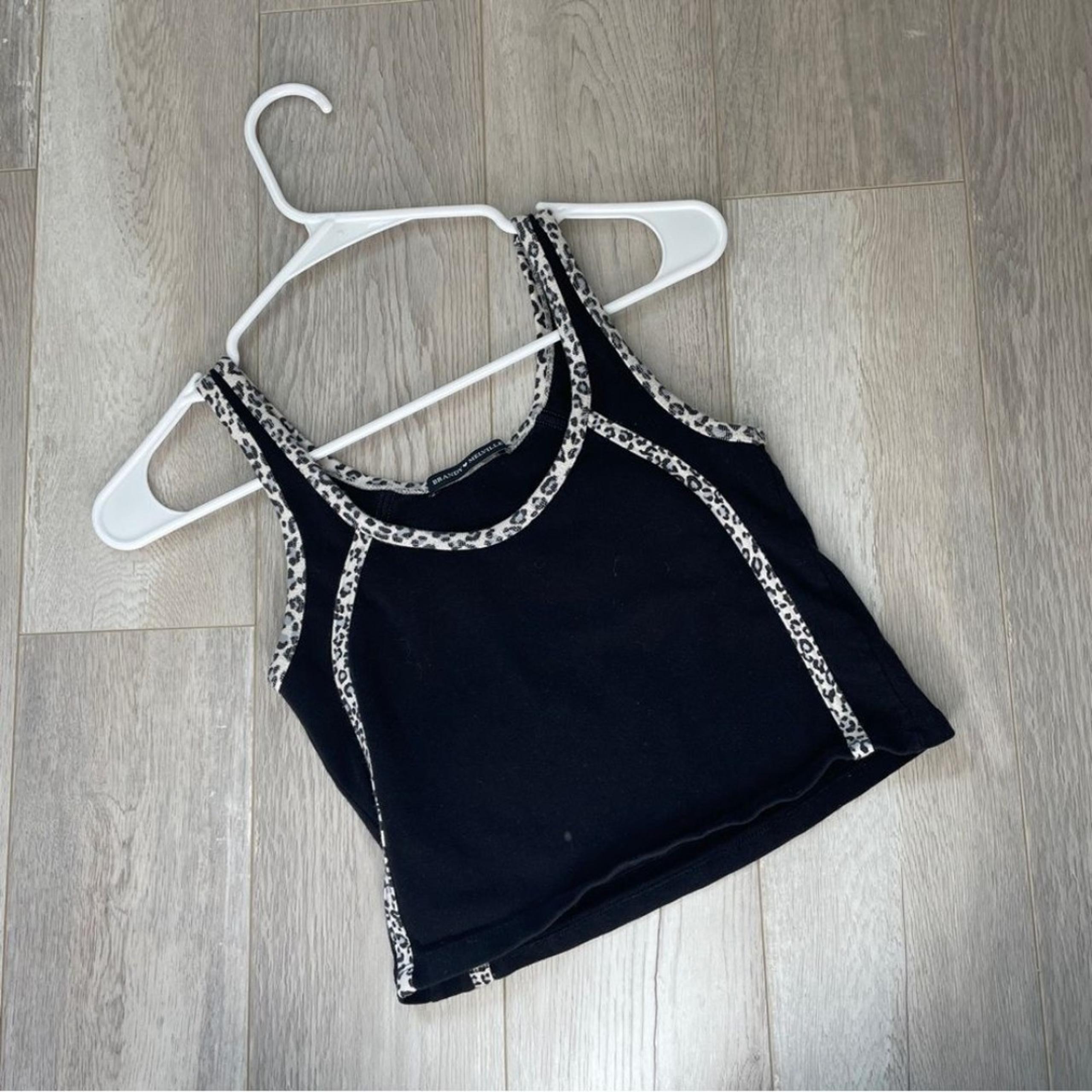 Brandy Melville Tank Top lauren leopard print crop Black womens (one size) y2k