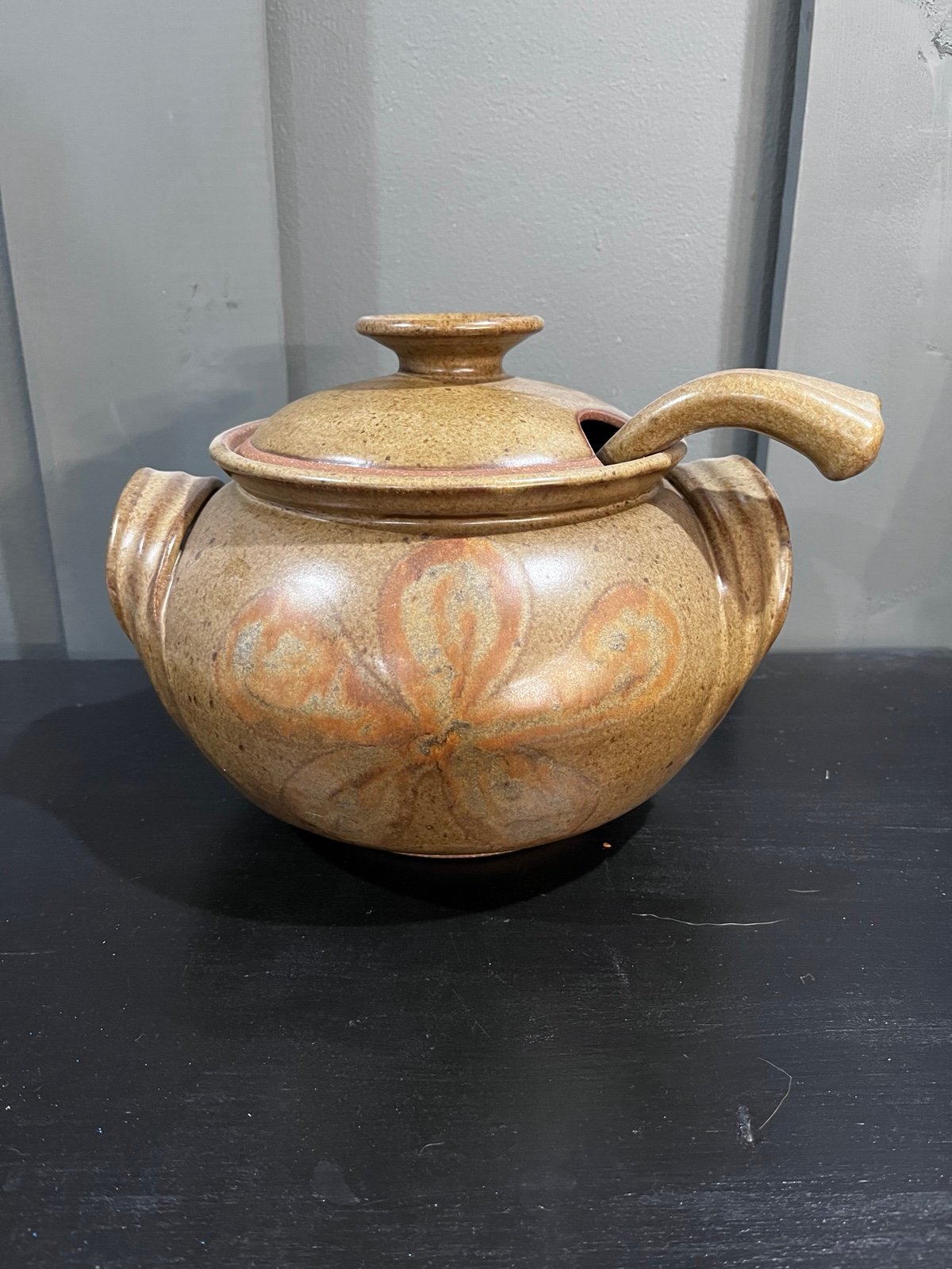 Hand crafted soup tureen with ladle