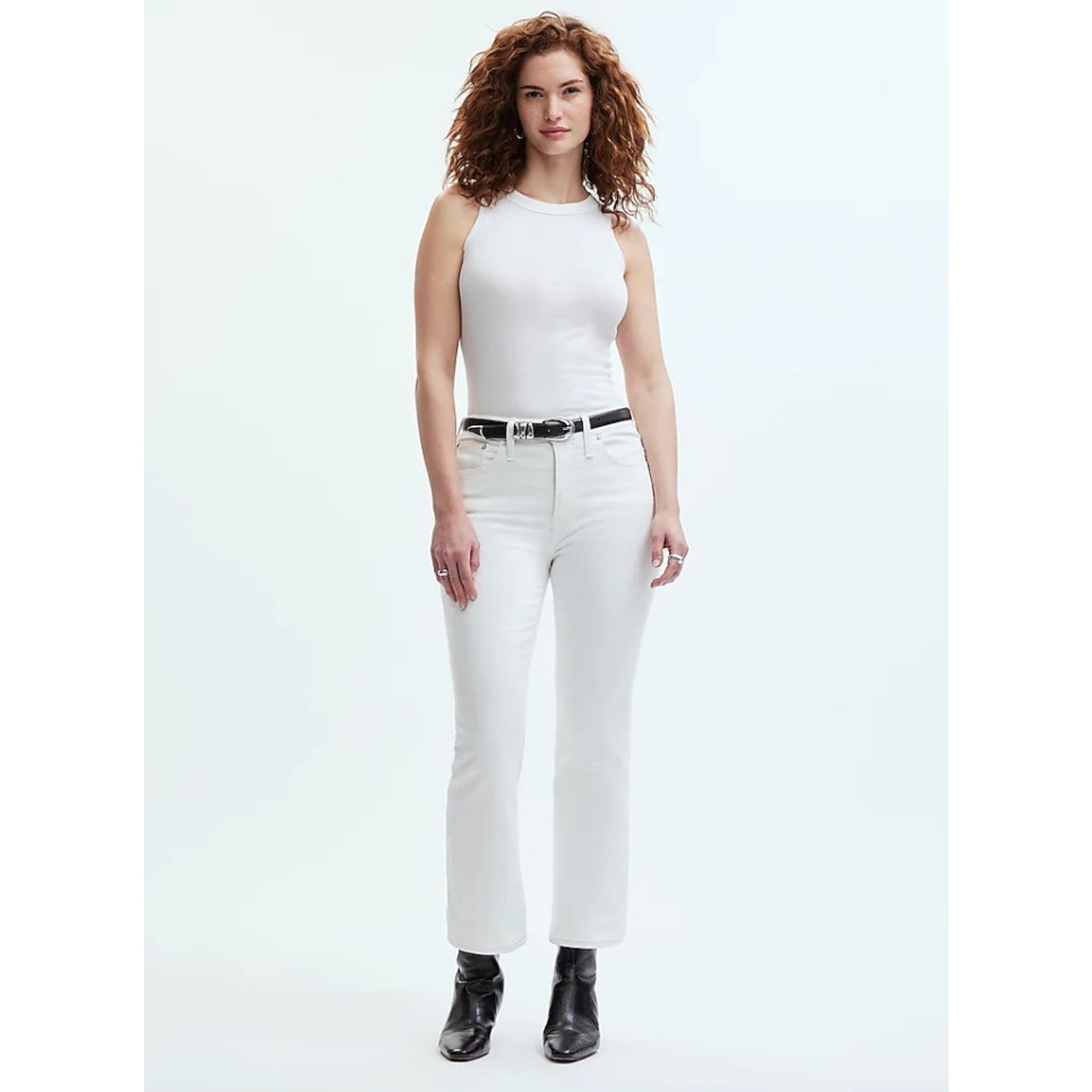 Madewell Petite Curvy Kick Out Crop Jeans in Pure White Stretch P33