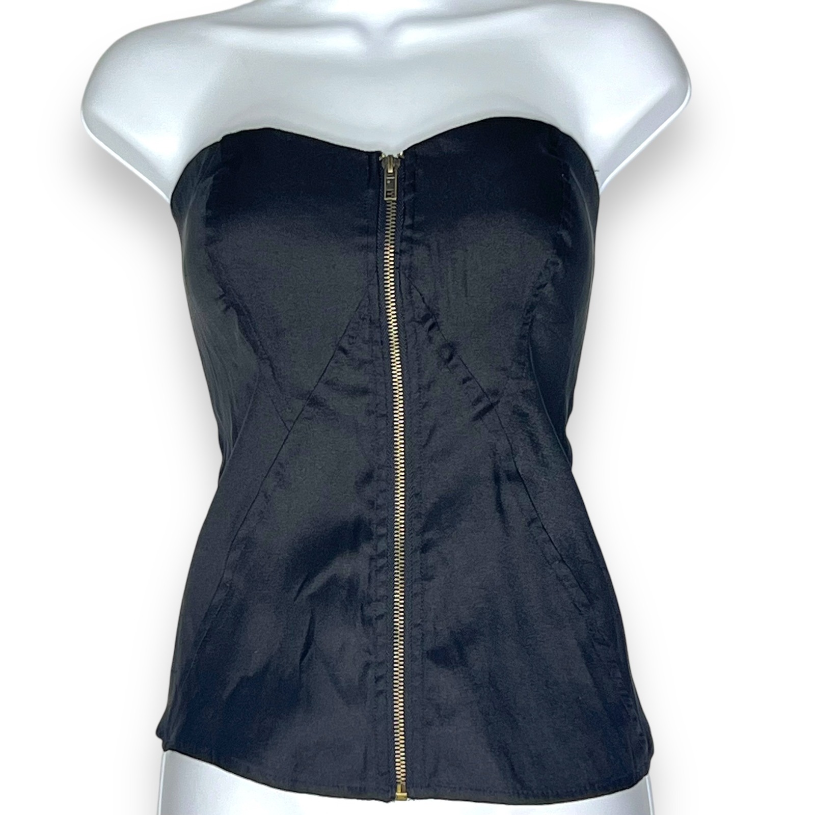 Vintage Charlotte Russe Bustier Corset Zip Up Padded Y2K Goth Grunge Black XL