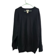 LL Bean Sweater Mens Cotton Cashmere V Neck Long Sleeve Pullover Black XXL Tall