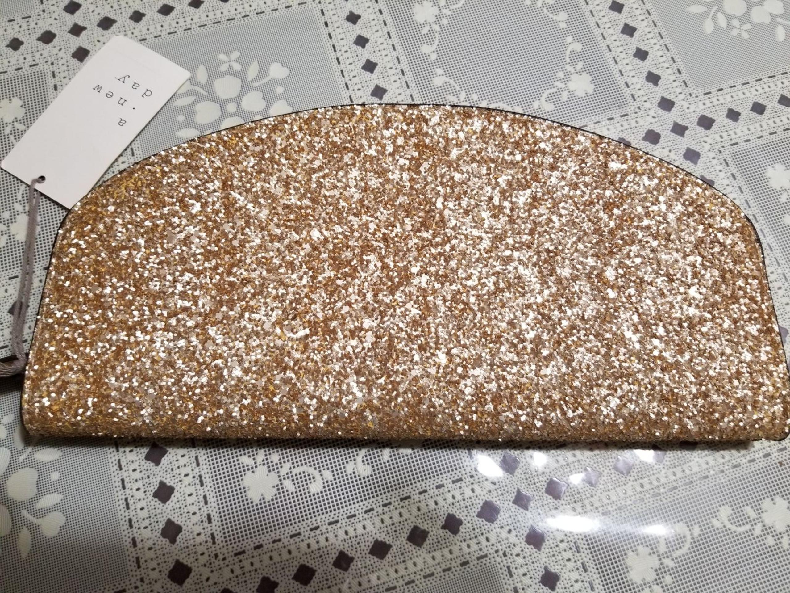 Golden Evening Sparkly Zippered Purse