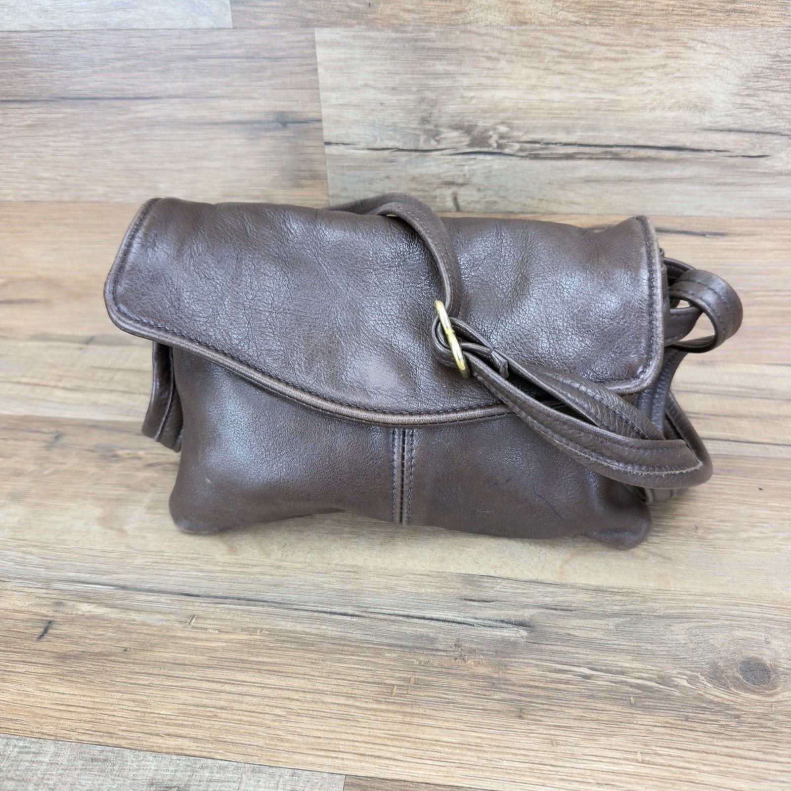Elie Handbags Genuine Leather Brown Crossbody Bag 9”x 7” Made in USA Purse