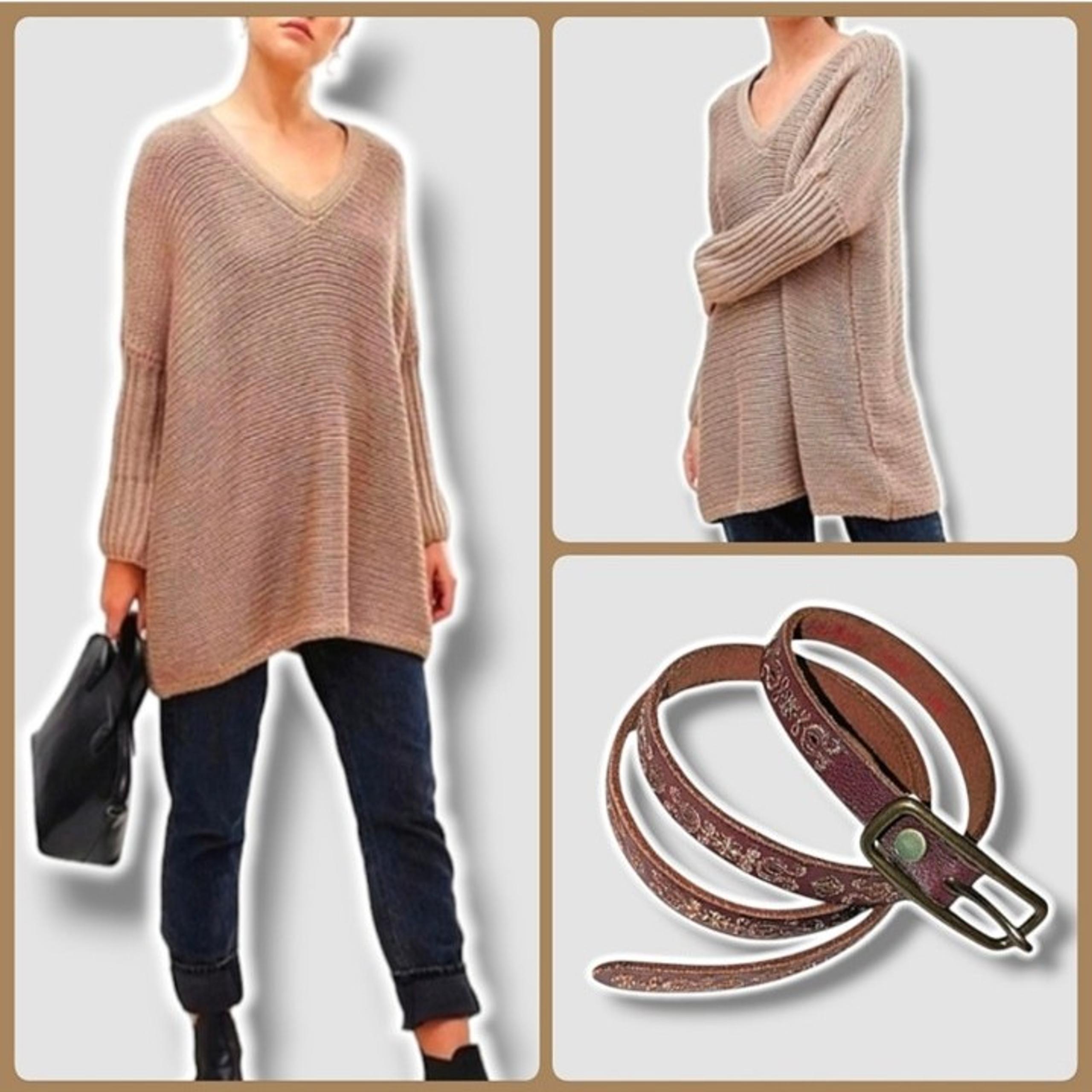 Noisy May Knit boyfriend sweater tunic & Lucky brand belt set