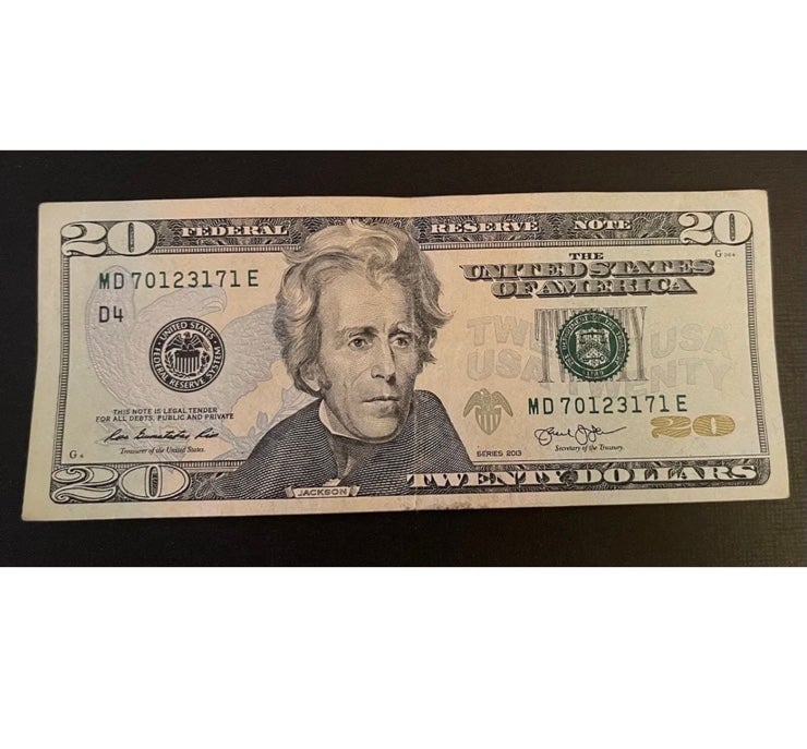 20 Dollar Bill Very Cool Serial Number MD 70123171 E