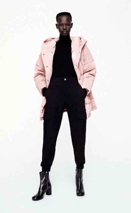 NWT ZARA HOODED PUFFER COAT Size M 129 Pink 8073/822