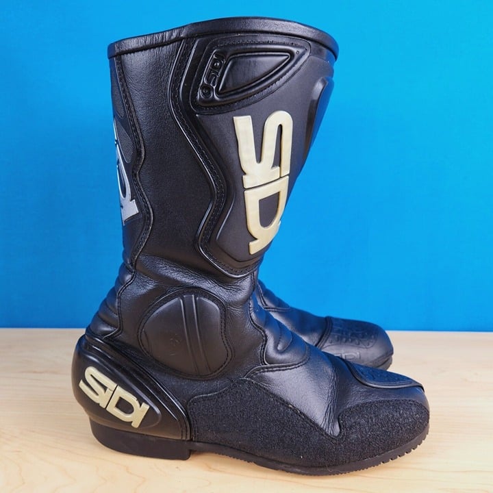 SIDI racing Mens Size 8-8.5 Motorcycle Racing Street boots Black leather EU 41