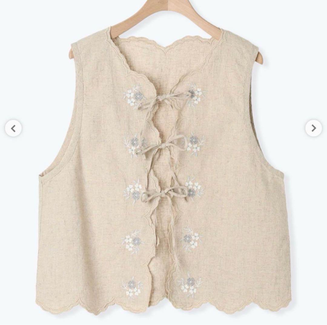 【kazumi×Samansa Mos2】Embroidered Ribbon Vest, Samansa Mos2